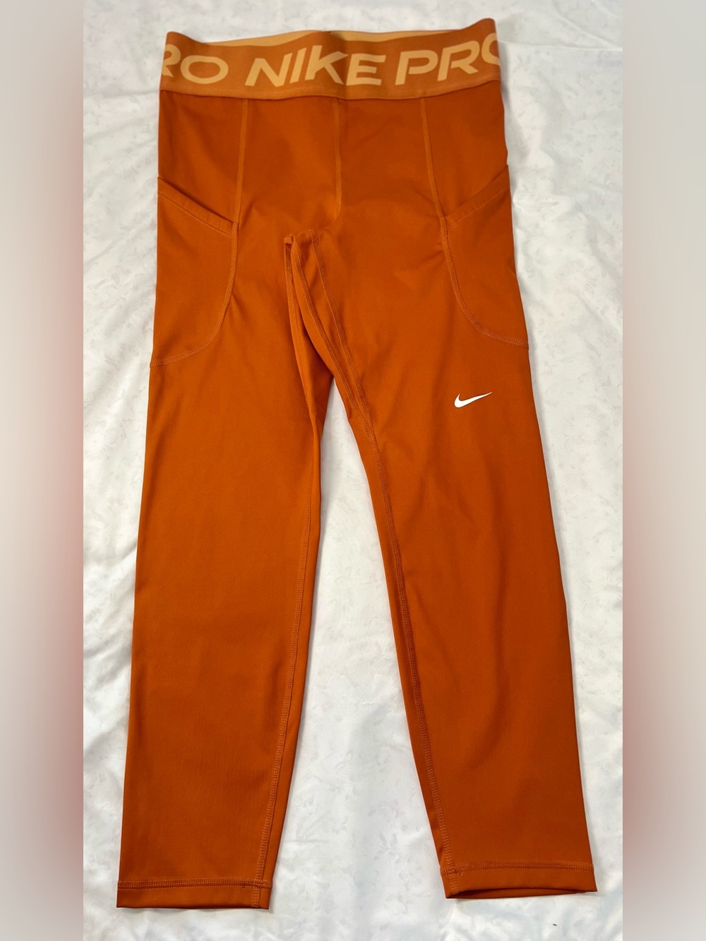 NikePro Women’s Compression Leggings, Burnt/Rust Orange, Medium